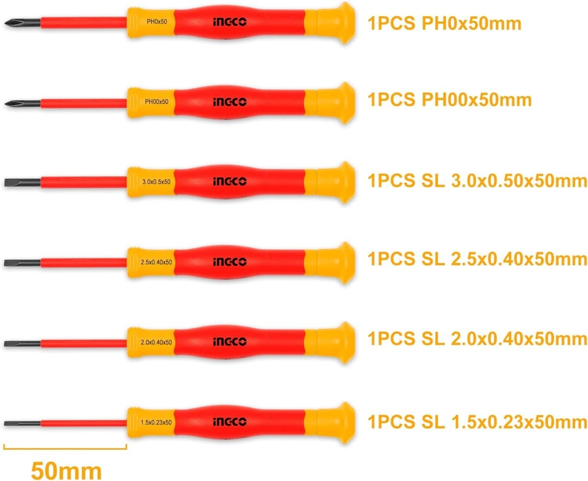 SET DESATORNILLADOR DE PRECISION AISLADO INGCO VDE 6 PIEZAS - 5