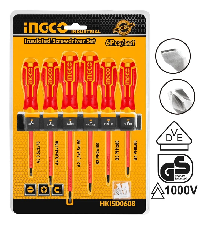 SET DESTORNILLADORES ELECTRICOS AISLADO 6PCS INGCO HKISD0608 - 3