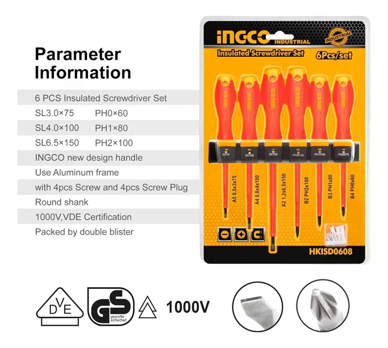 SET DESTORNILLADORES ELECTRICOS AISLADO 6PCS INGCO HKISD0608 - 5