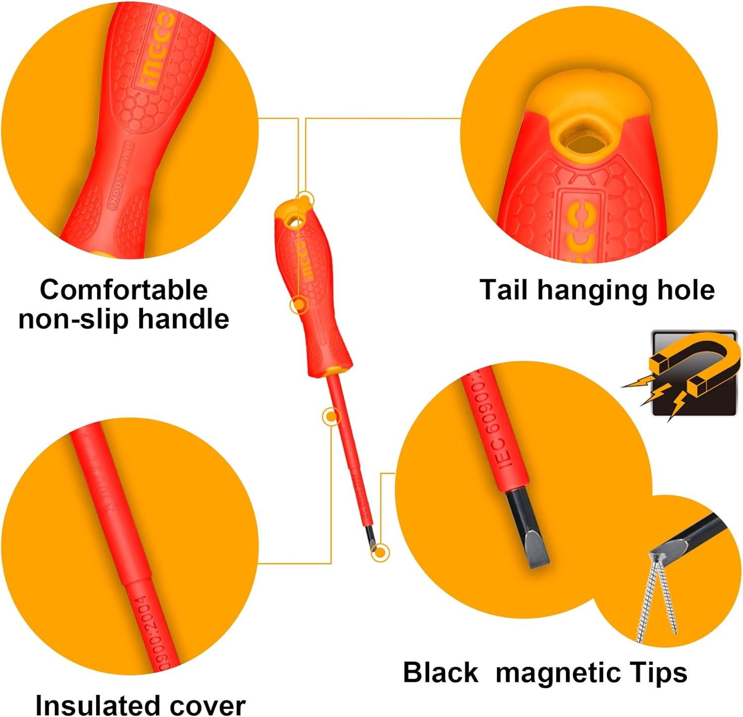 SET DESTORNILLADORES ELECTRICOS AISLADO 6PCS INGCO HKISD0608 - 6