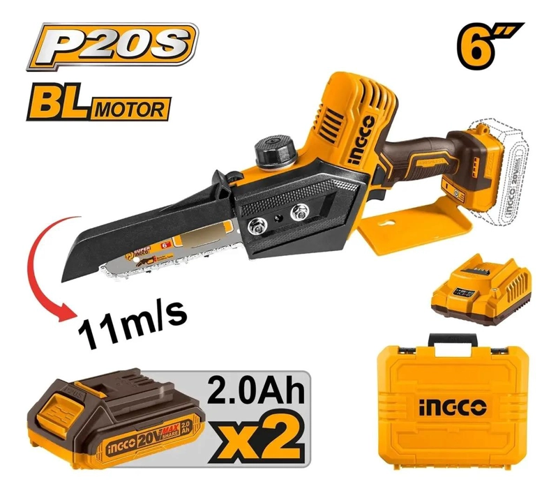 MINI MOTOSIERRA INGCO 20V 150 MM BL +2 BAT + CARG CGSLI20686 AMARILLO - 2