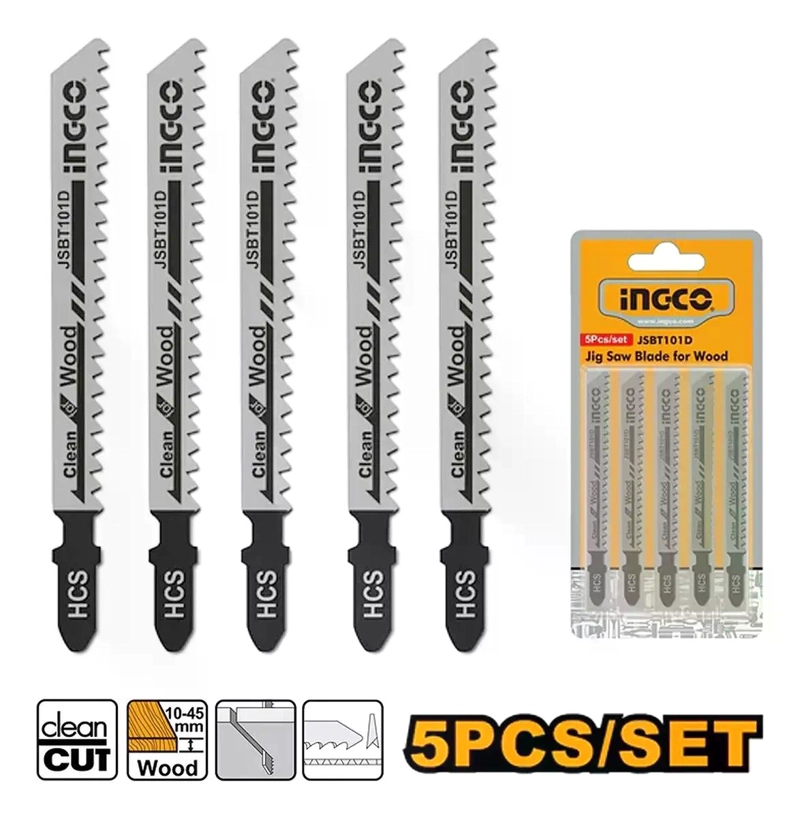 SET JGO DE HOJAS PARA SIERRA CALADORA P/ MADERA 5 PCS INGCO - 2