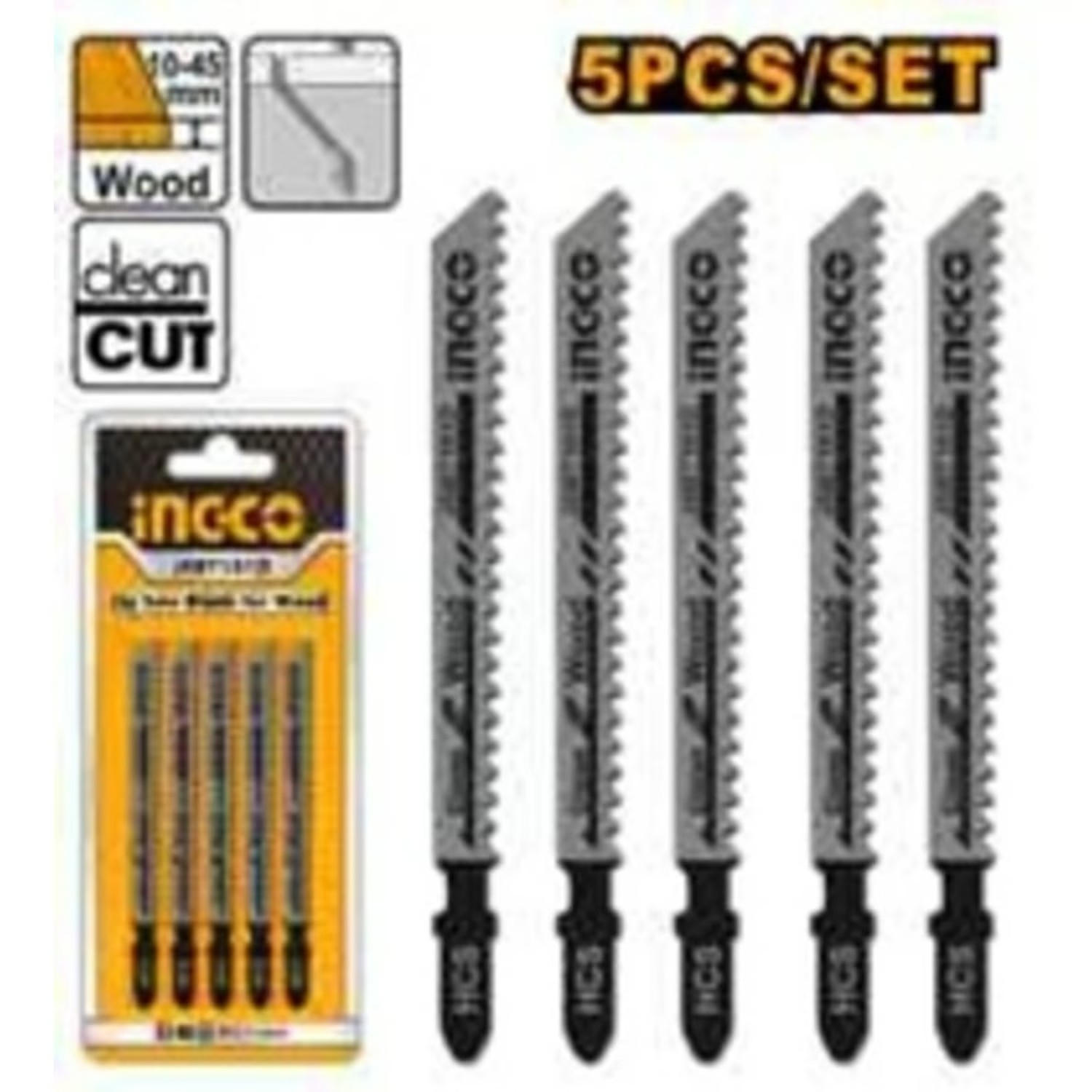 SET 5 HOJAS PARA SIERRA CALADORA MADERA 74 MM HCS 6TPI INGCO - 3
