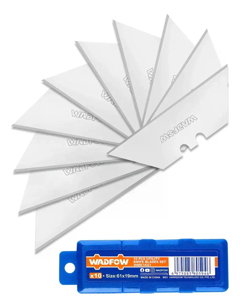 SET PACK 10 UND REPUESTO CUCHILLO CARTONERO WADFOW 61X19 MM - 1