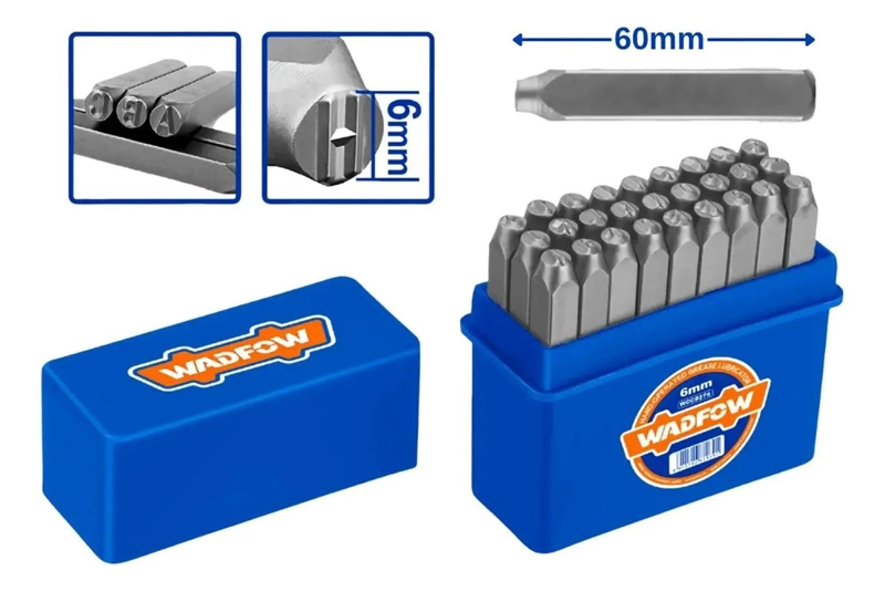 SET DE 27 PUNZONES LETRAS A-Z Y SIMBOLOS 6 MM 60 MM WADFOW 6 MM - 2