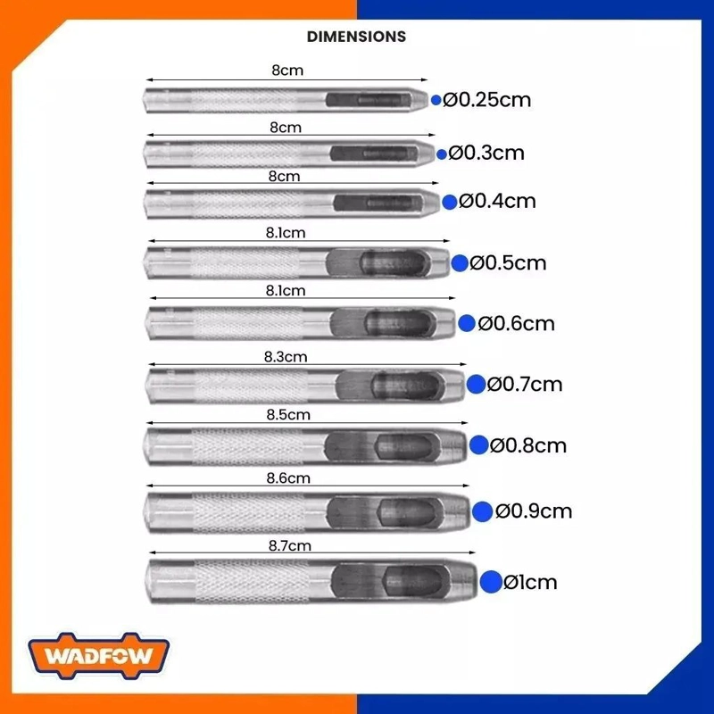 KIT SACABOCADOS DE IMPACTO SET 9 PIEZAS - 5