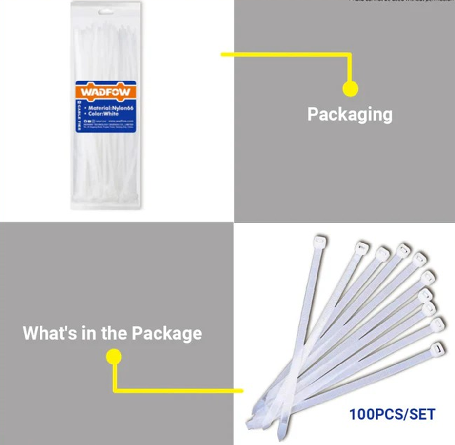 SET DE 100 AMARRAS PLASTICAS WADFOW 4.8X300 MM 22 KG - 4