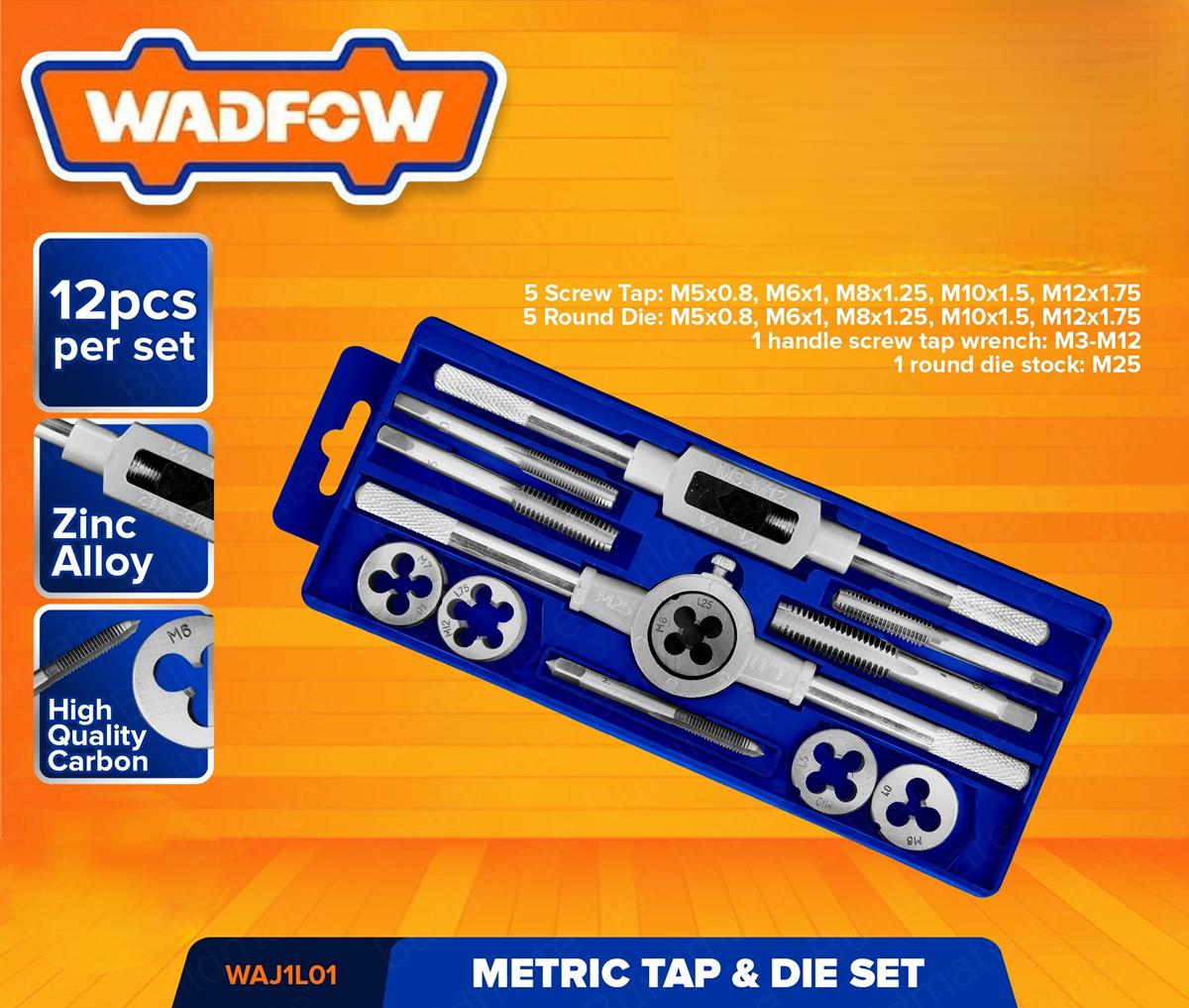 SET DE TERRAJAS MACHO Y HEMBRA M5-M12 12 PZS WADFOW WAJ1L01 - 7
