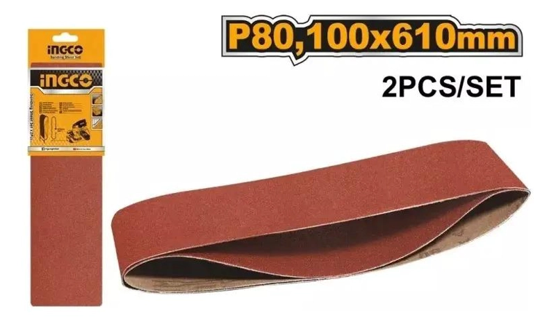 LIJAS BANDA INGCO BSP020801 2 UNIDADES 610X100MM GRANO 80
