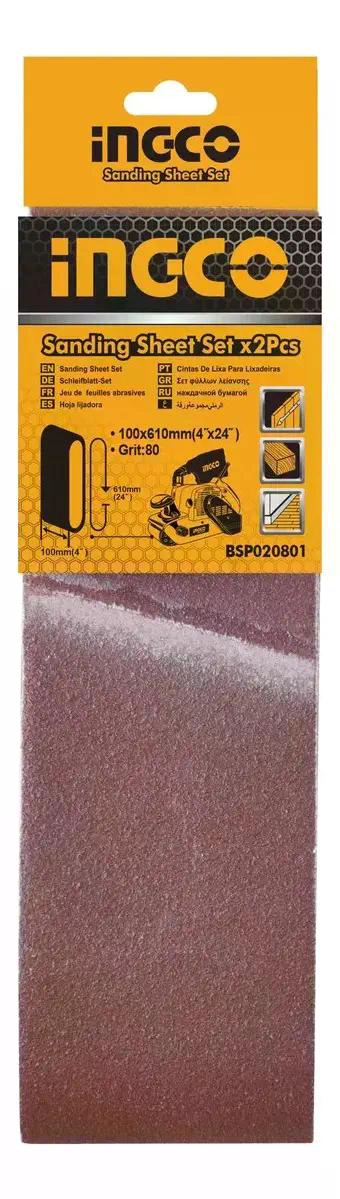 LIJAS BANDA INGCO BSP020801 2 UNIDADES 610X100MM GRANO 80 - 7