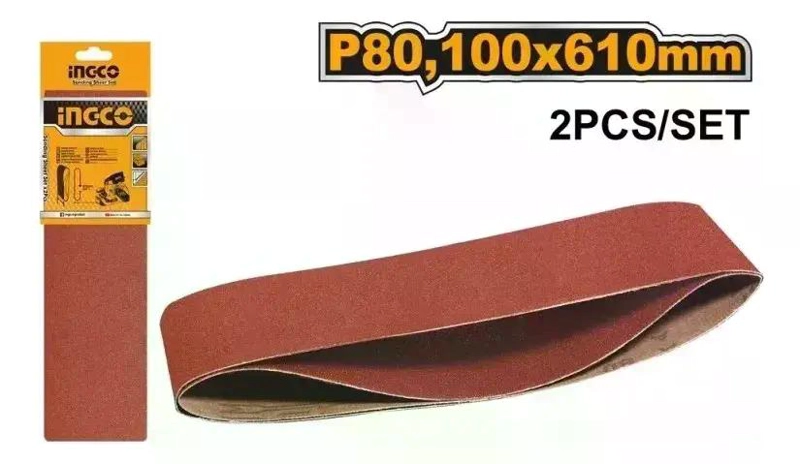 LIJAS BANDA INGCO BSP020801 2 UNIDADES 610X100MM GRANO 80 - 8