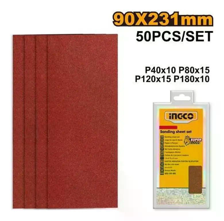 50 HOJAS DE LIJA PARA PULIR 90X231MM GRANO VARIADO INGCO 0 - 3