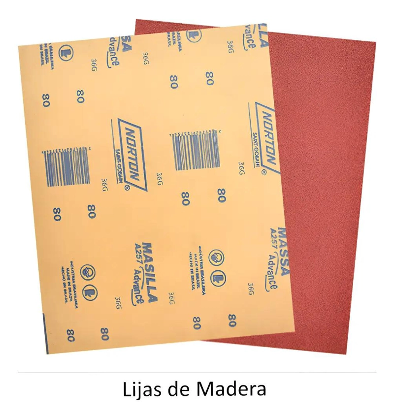 SET 10 LIJAS EN SECO MADERA MASILLA NORTON 225X275 MM A-257 80 - 1