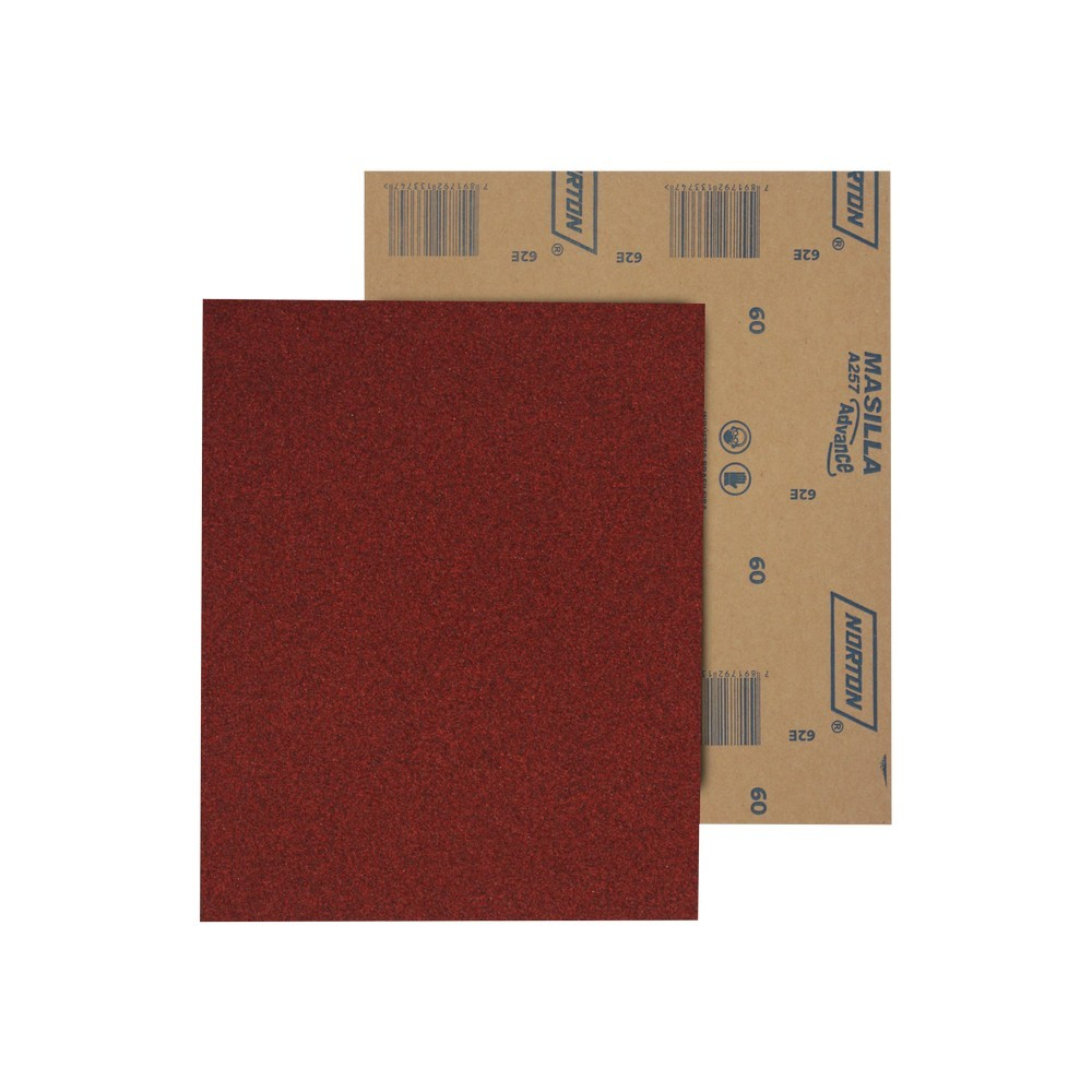 SET 10 LIJAS EN SECO MADERA MASILLA NORTON 225X275 MM A-257 GRANO 180 - 1