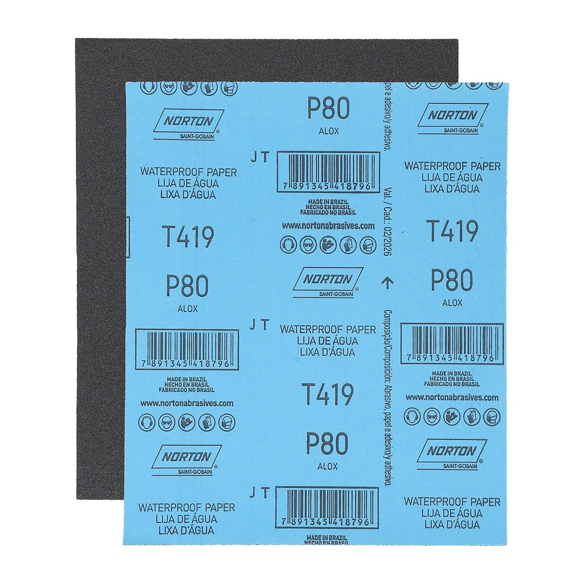 SET 10 LIJAS AL AGUA AUTOMOTRIZ T-419 230X280 MM NORTON GRANO 80 - 1