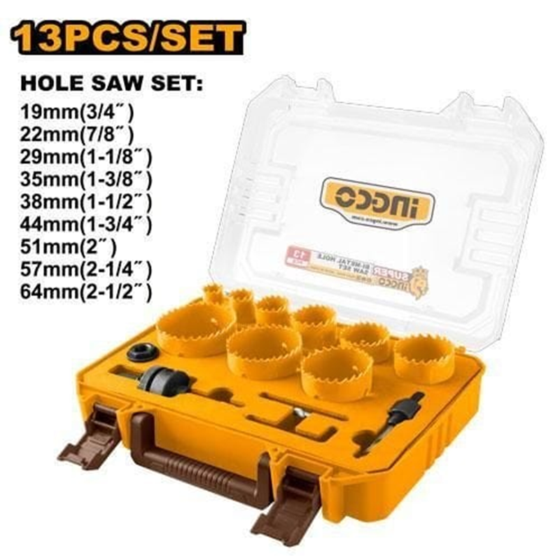SET 13 PZ SIERRA COPA BI-METAL INGCO 19-64 MM MALETA AKH0132 - 2