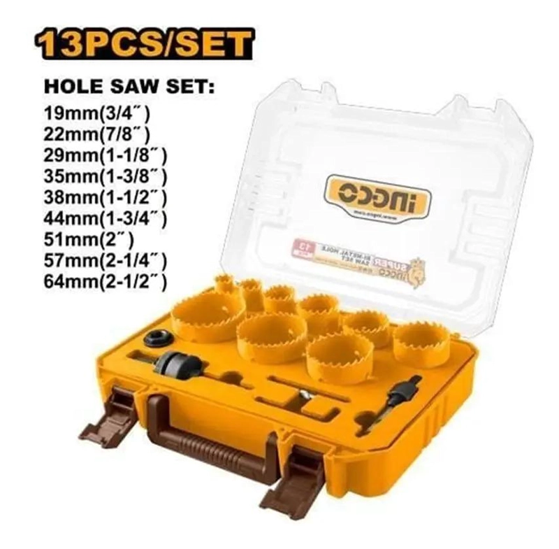 SET 13 PZ SIERRA COPA BI-METAL INGCO 19-64 MM MALETA AKH0132 - 3
