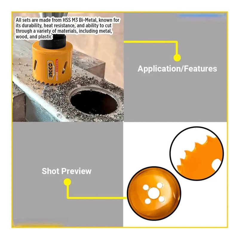 SET 13 PZ SIERRA COPA BI-METAL INGCO 19-64 MM MALETA AKH0132 - 4