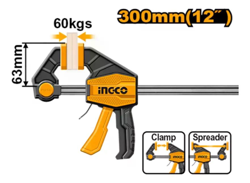 PRENSA SARGENTO RAPIDA INDUSTRIAL INGCO 63X300 MM HQBC01602 - 2