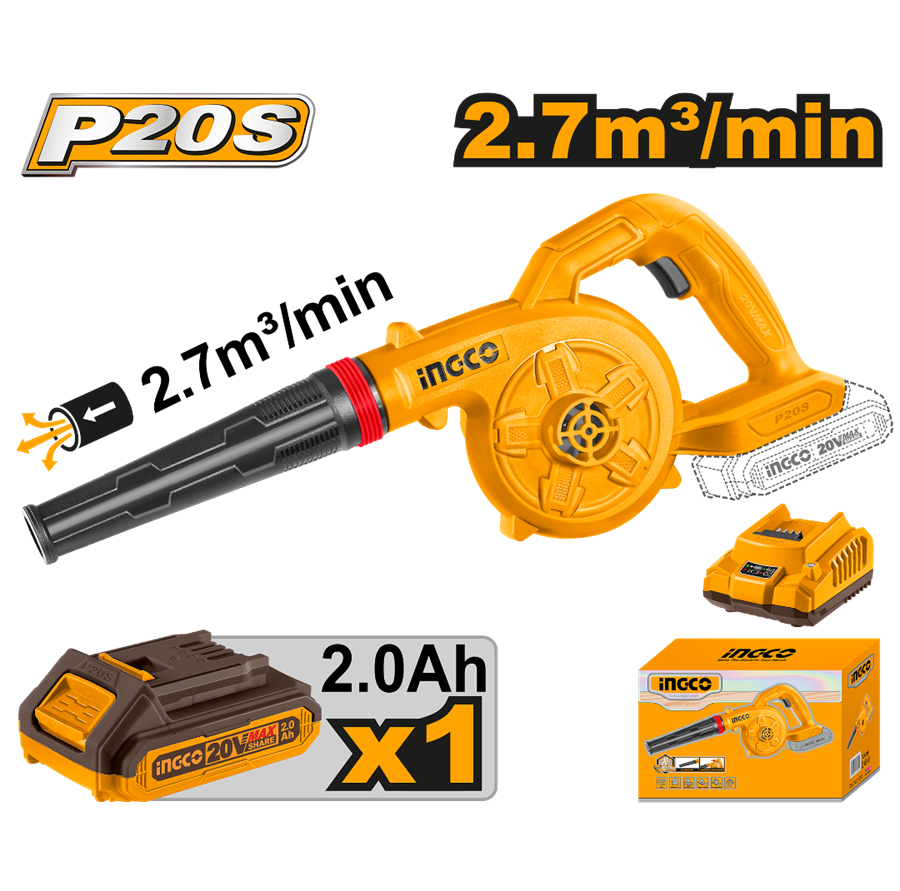 SOPLADOR INALAMBRICO 20V 2.7 M3/MIN INGCO CABLI200281 - 11