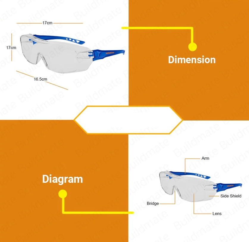 LENTES DE SEGURIDAD TRANSPARENTE WADFOW FULL-SLICE WSG1803 - 11