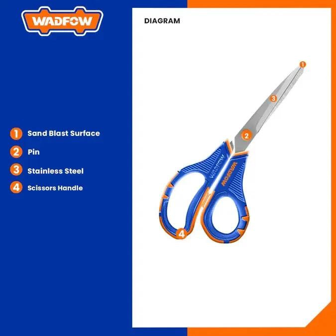 TIJERA 8.5 PULG ACERO INOX WADFOW AZUL Y NARANJA - 6
