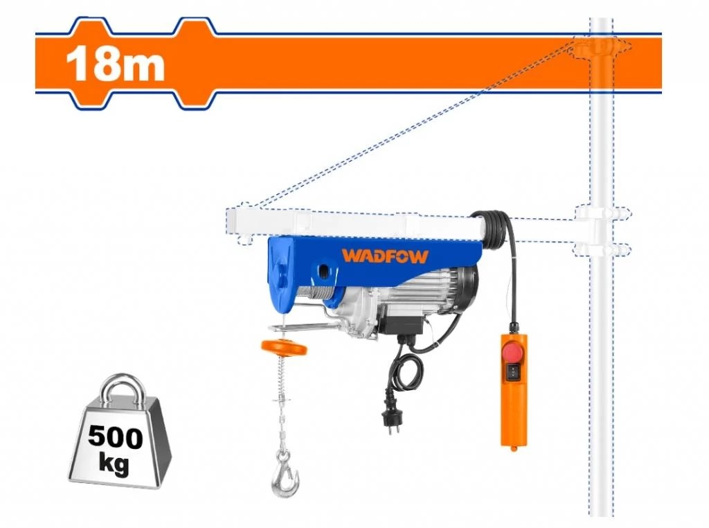 APAREJO ELECTRICO 250-500KG 9MT 18MT WADFOW WETH1A01 TECLE - 1