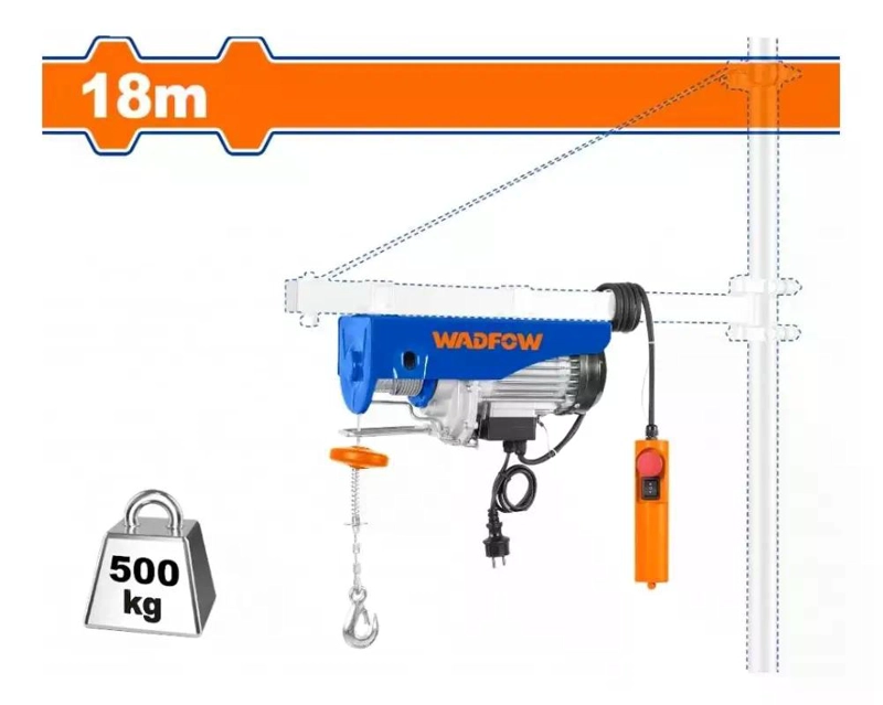 APAREJO ELECTRICO 250-500KG 9MT 18MT WADFOW WETH1A01 TECLE NARANJA Y AZUL 0 - 2