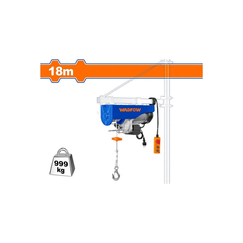 APAREJO ELECTRICO 250-500KG 9MT 18MT WADFOW WETH1A01 TECLE NARANJA Y AZUL 0 - 5