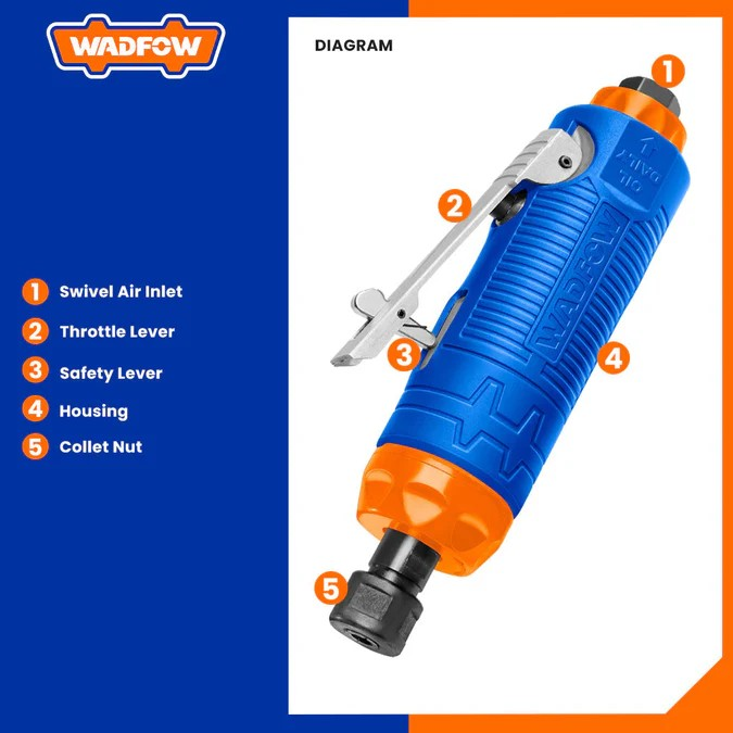 MINI TORNO NEUMATICO 1/4 - 1/8 90PSI WADFOW WAT5514 - 9