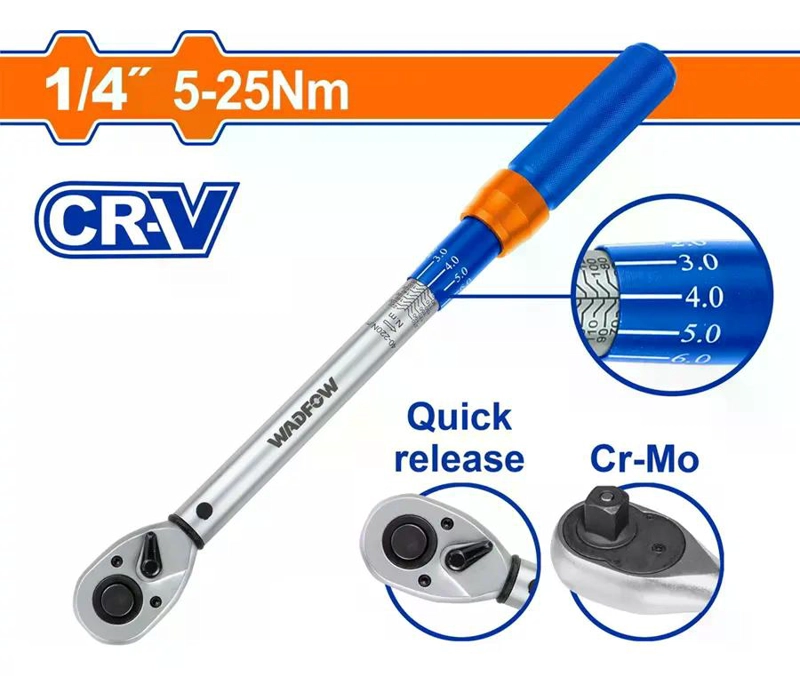LLAVE DE TORQUE TORQUIMETRO 5-25NM 1/4 WADFOW AZUL - 2