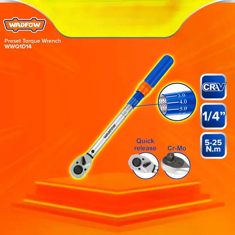LLAVE DE TORQUE TORQUIMETRO 5-25NM 1/4 WADFOW AZUL - 8