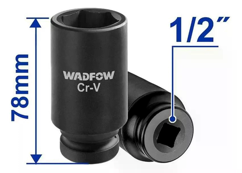 SET DADOS DE IMPACTO LARGOS 10 PZ 1/2 PULGADA WADFOW WMS2D02 NEGRO - 3