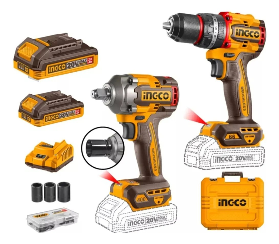 SET TALADRO PERCUTOR + LLAVE DE IMPACTO INGCO +ACC CKLI20275 - 3
