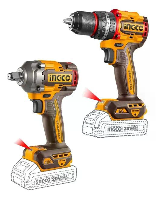 SET INGCO CKLI20275 ATORNILLADOR PERCUTOR Y LLAVE DE IMPACTO COLOR NARANJA CLARO 50HZ/60HZ - 4