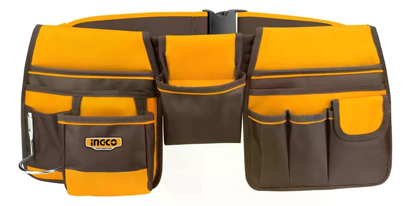 CINTURON PORTA HERRAMIENTAS 10 BOLSILLOS 10KG AJUSTABLE AMARILLO - 1
