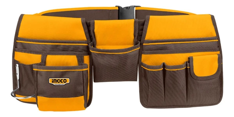 CINTURON PORTA HERRAMIENTAS 10 BOLSILLOS 10KG AJUSTABLE AMARILLO - 4