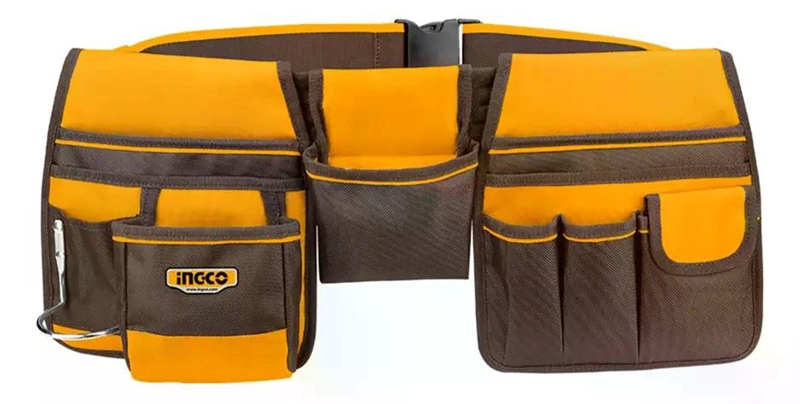 CINTURON PORTA HERRAMIENTAS 10 BOLSILLOS 10KG AJUSTABLE AMARILLO - 5