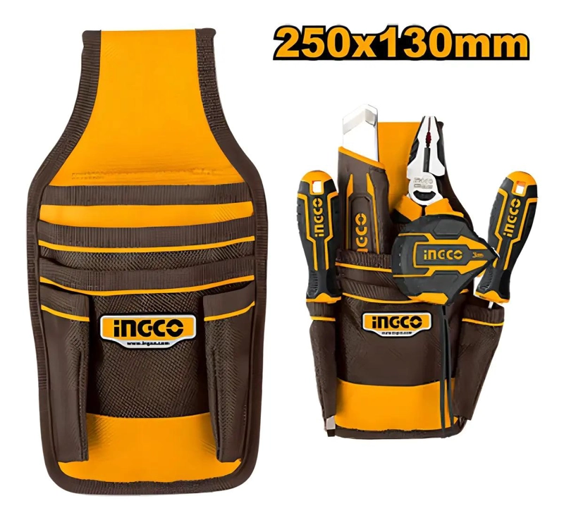 INGCO HTBP040128 BOLSA COLETO PORTA HERRAMIENTAS 5 BOLSILLOS PARA CINTURON CARGA 5KG AMARILLO - 8