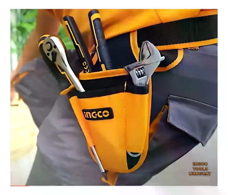 INGCO HTBP040128 BOLSA COLETO PORTA HERRAMIENTAS 5 BOLSILLOS PARA CINTURON CARGA 5KG AMARILLO - 9