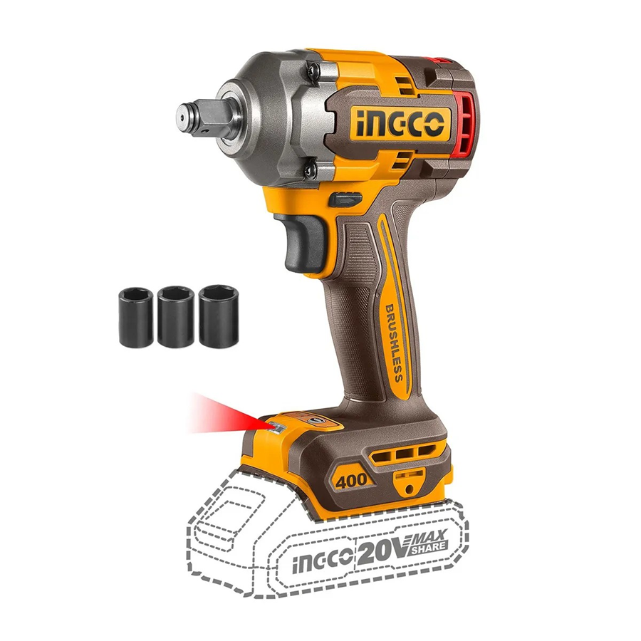 PISTOLA LLAVE DE IMPACTO BL 20V 400 NM 1/2 INGCO CIWLI20401 - 3