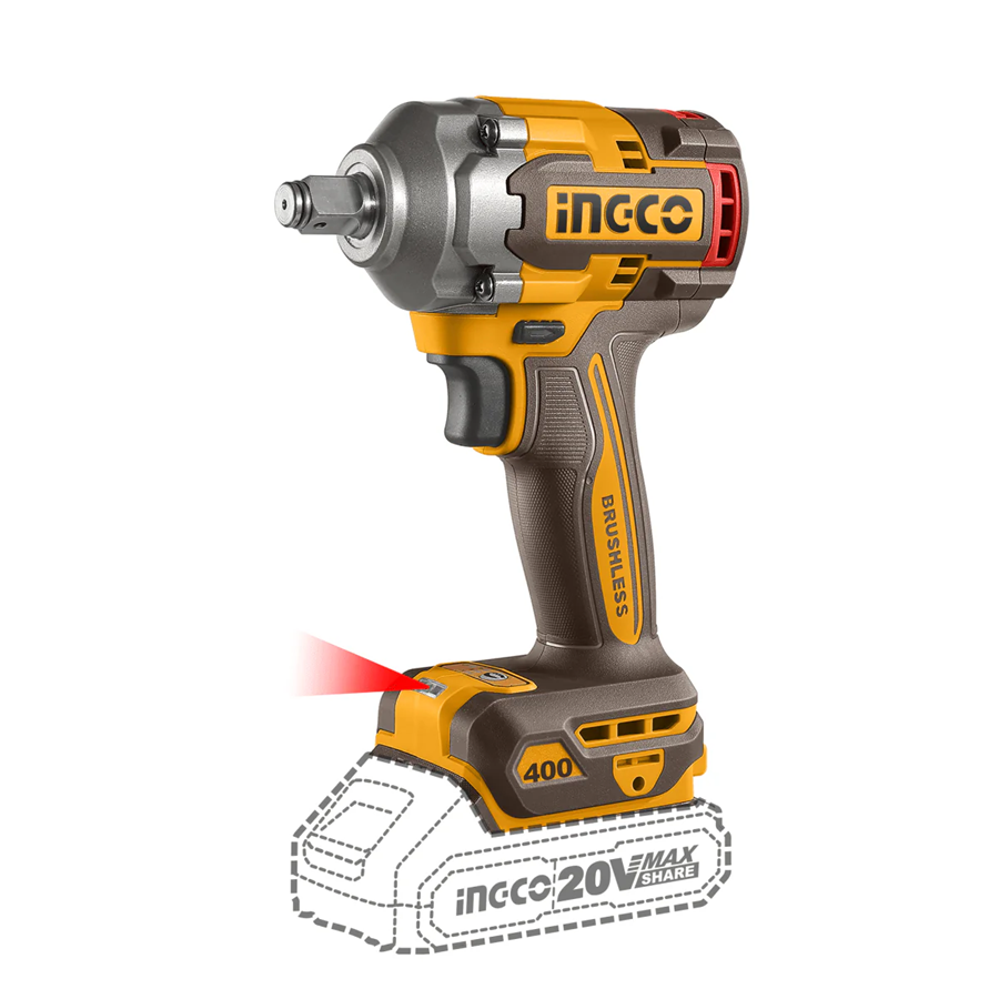 PISTOLA LLAVE DE IMPACTO BL 20V 400 NM 1/2 INGCO CIWLI20401 - 4