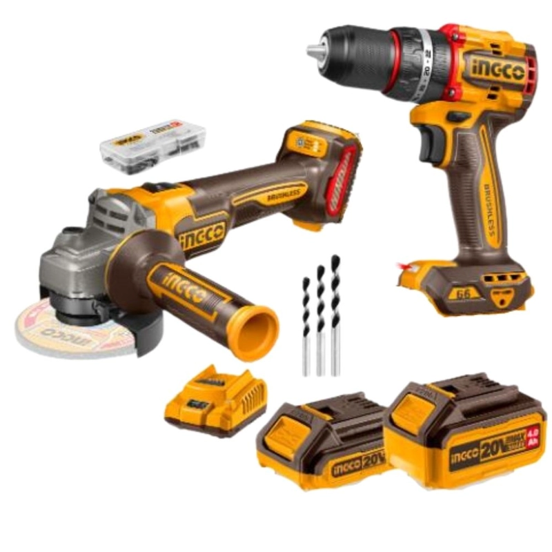 SET KIT TALADRO Y ESMERIL BL INALAMB 20V INGCO + 2 BAT + ACC CKLI20273 - 5