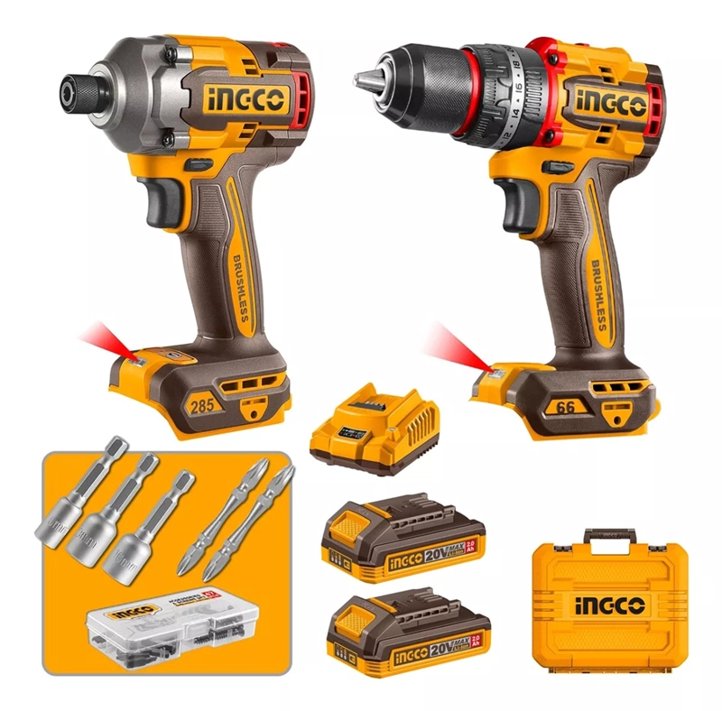 SET TALADRO PERCUTOR + ATORNILLADOR IMP INGCO +ACC CKLI20277 - 6