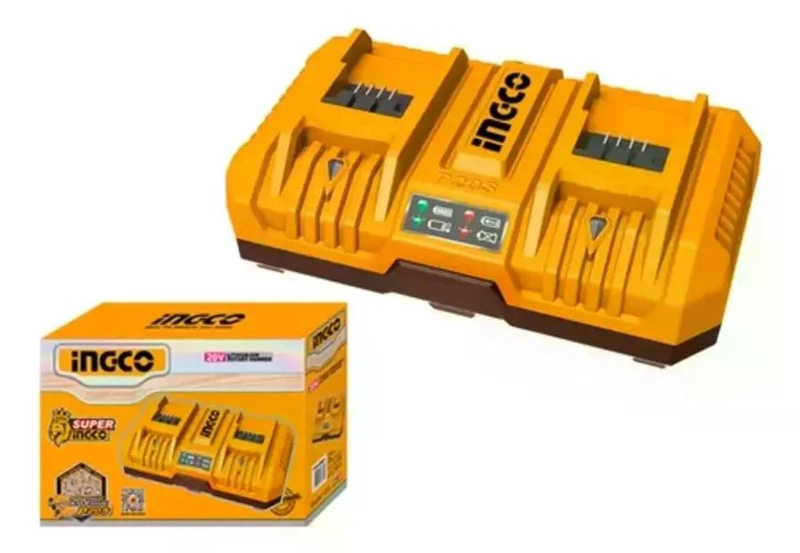 CARGADOR DOBLE DE BATERIAS RAPIDO 20V 2, 4, 5 AH INGCO - 1
