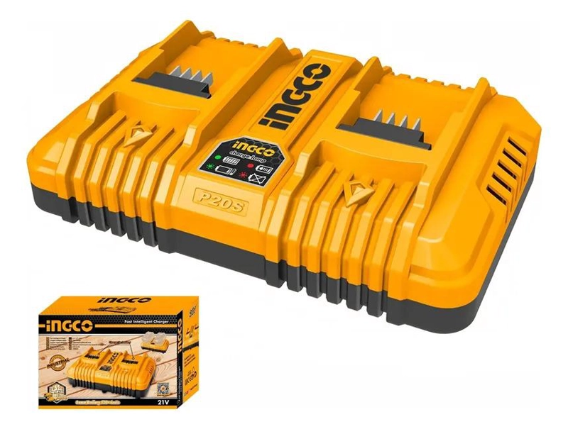 CARGADOR DOBLE DE BATERIAS RAPIDO 20V 2, 4, 5 AH INGCO - 3