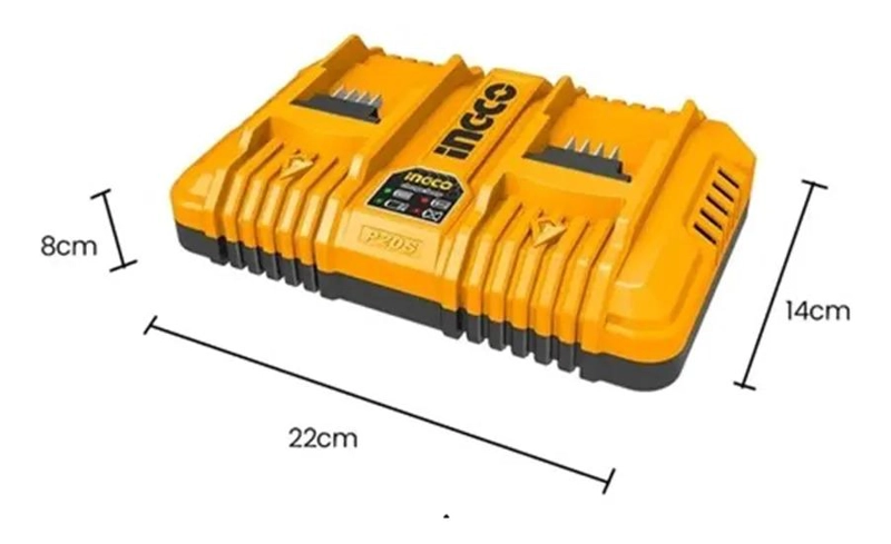 CARGADOR DOBLE DE BATERIAS RAPIDO 20V 2, 4, 5 AH INGCO - 5