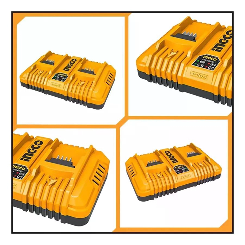 CARGADOR DOBLE DE BATERIAS RAPIDO 20V 2, 4, 5 AH INGCO - 6