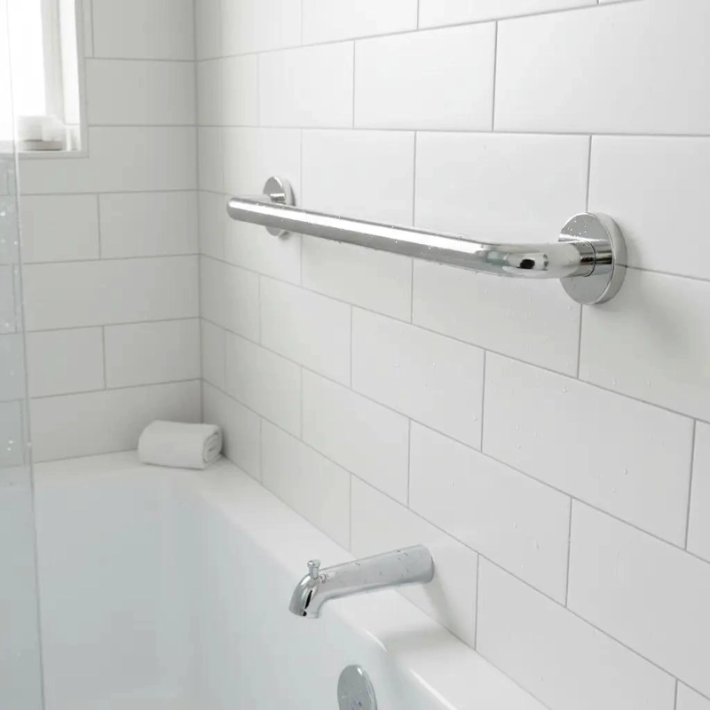 BARRA SEGURIDAD RECTA DUCHA BAÑO 60 CM X 3,2 CM INOXIDABLE PLATEADO - 2