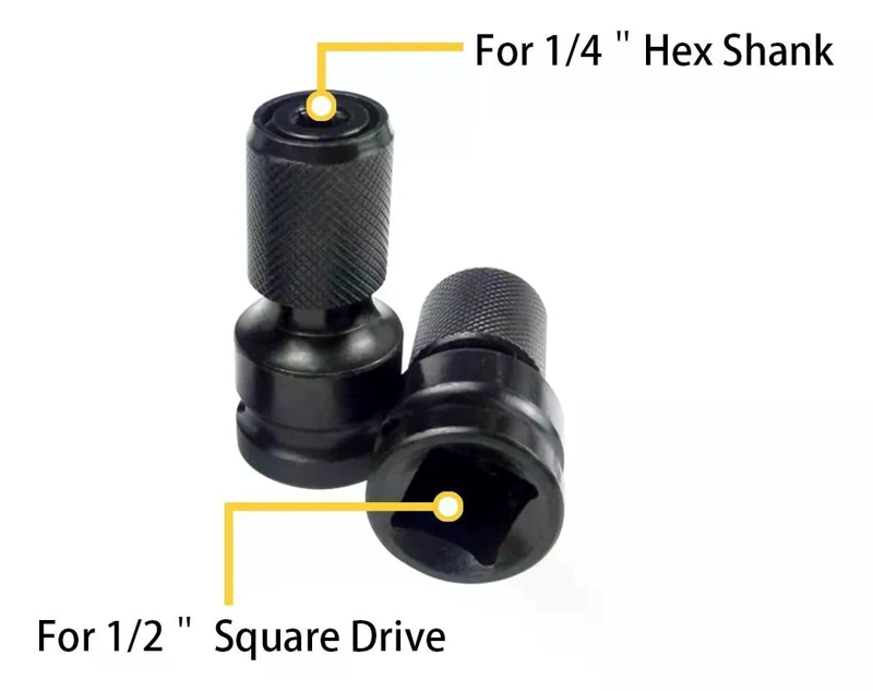 ADAPTADOR DE IMPACTO DE 1/2 PULGADA A PUNTA HEXAGONAL 1/4 NEGRO - 4